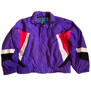 Vintage Double Black Purple Puffy Womens Ski Coat Jacket L 1990s